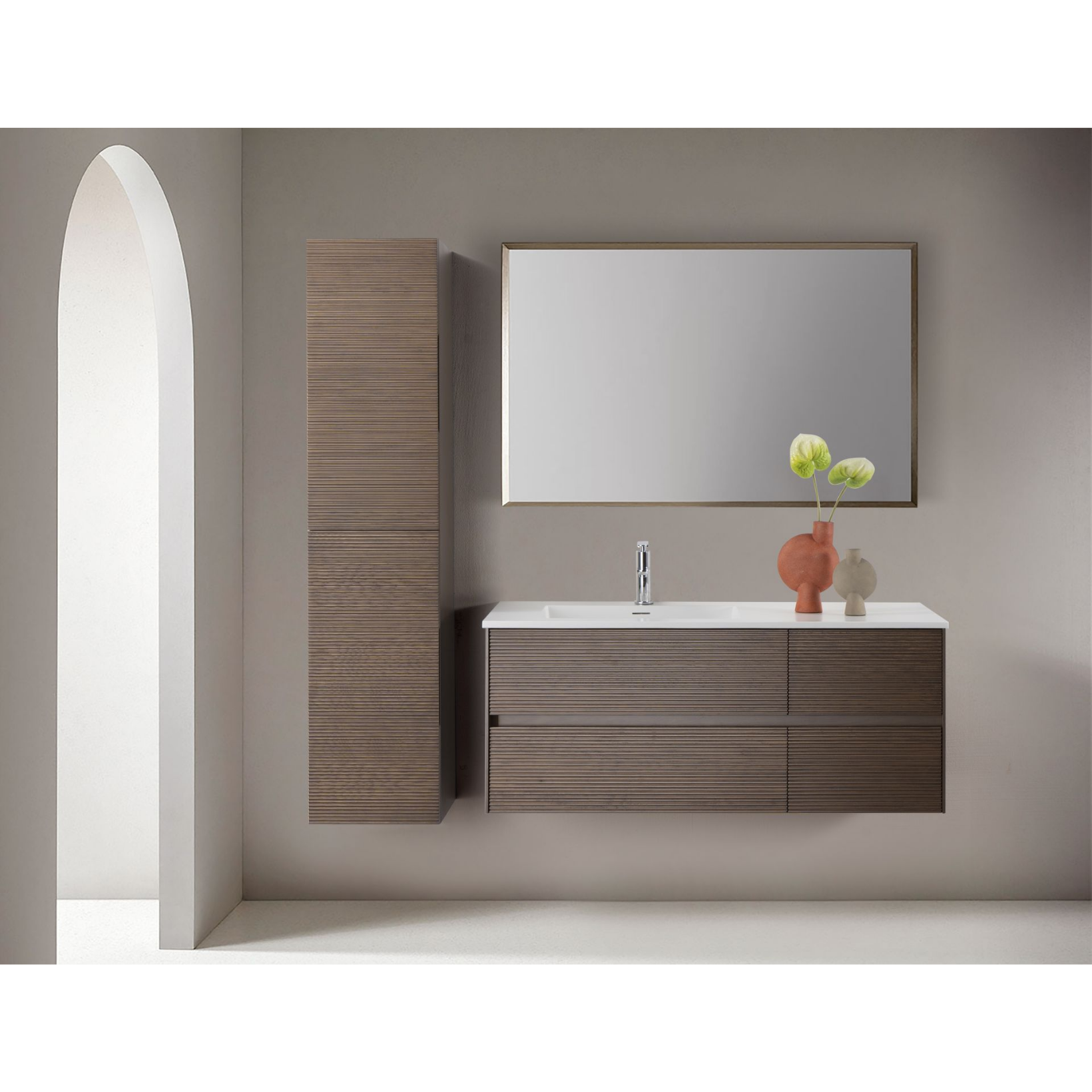 ALONI LAYDA hoge badkamerkast – Greeploos & softclose – Omkeerbaar