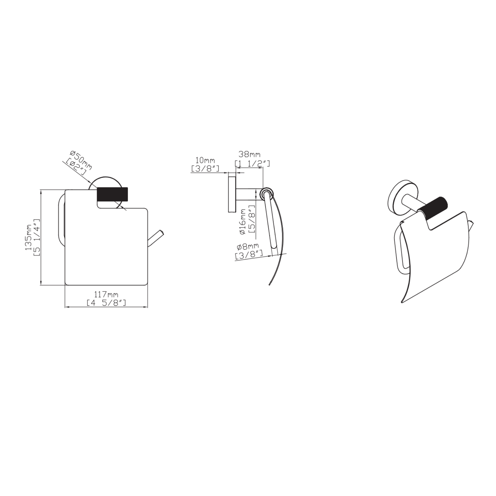 Aloni Stria toiletrolhouder met klep