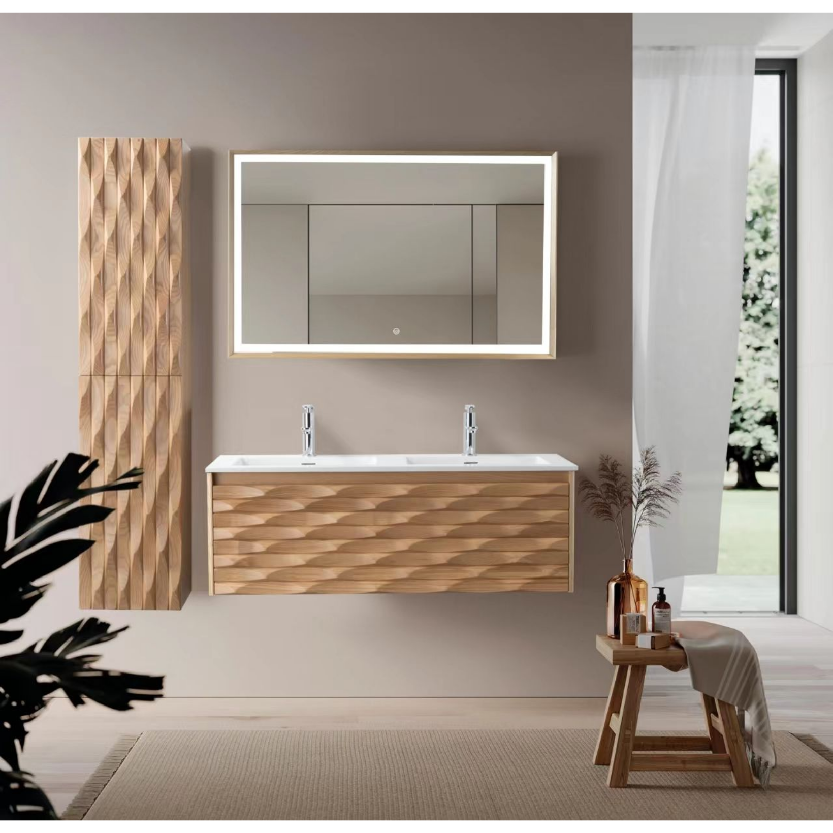 ALONI MAGNOLIA hoge badkamerkast – Greeploos & softclose – Omkeerbaar