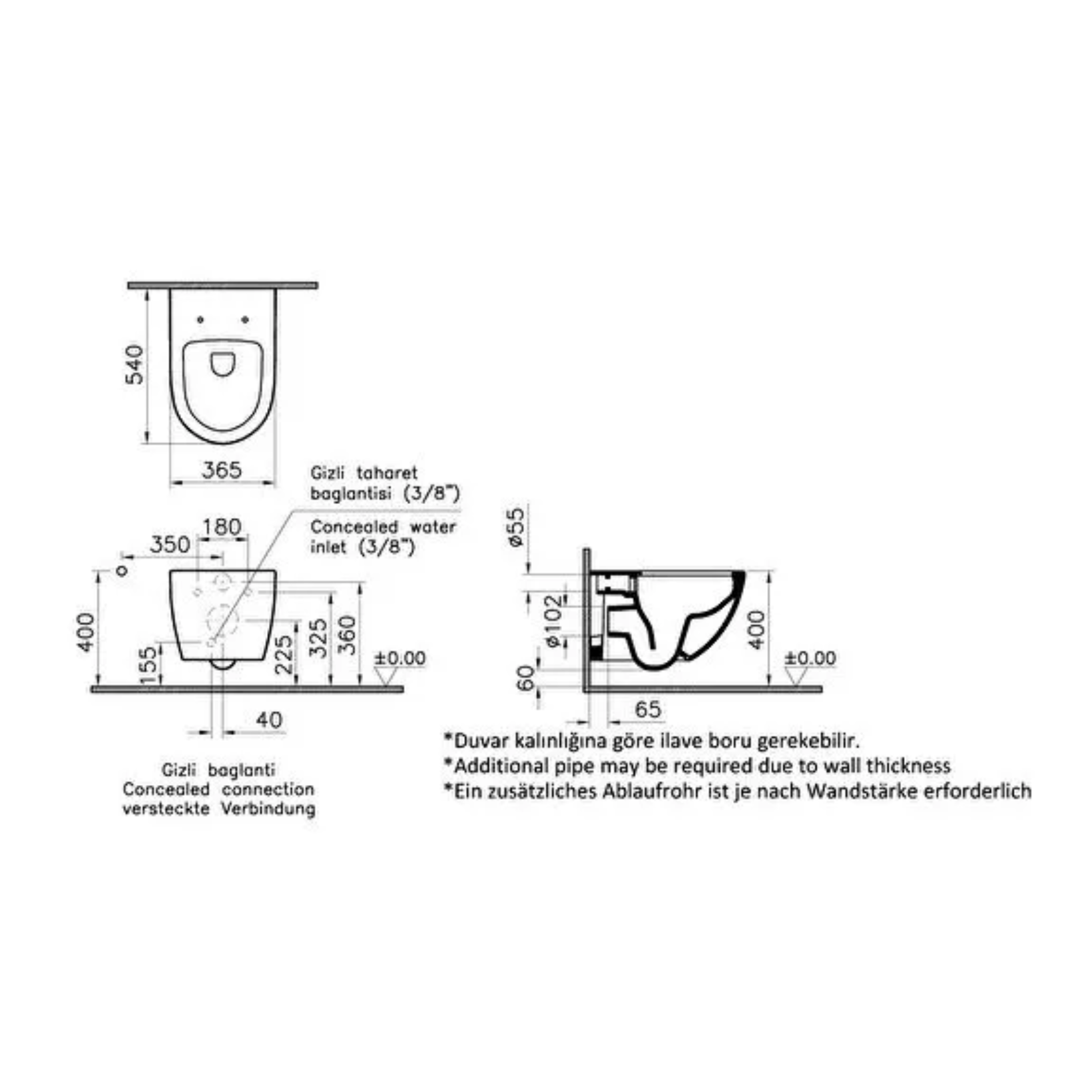 VitrA Sento Hangtoilet met Bidet