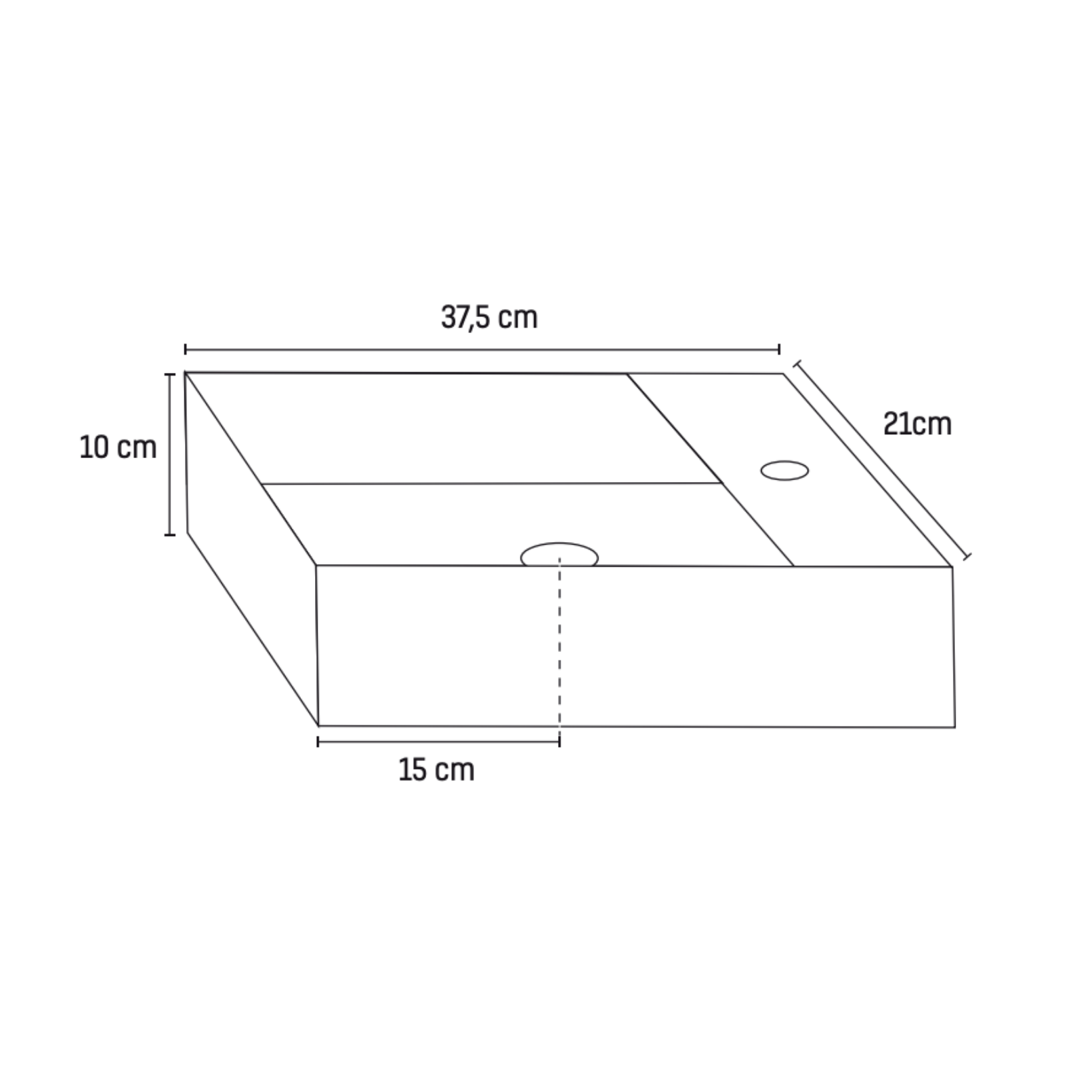 ALONI Wastafel met Kraangat Rechts