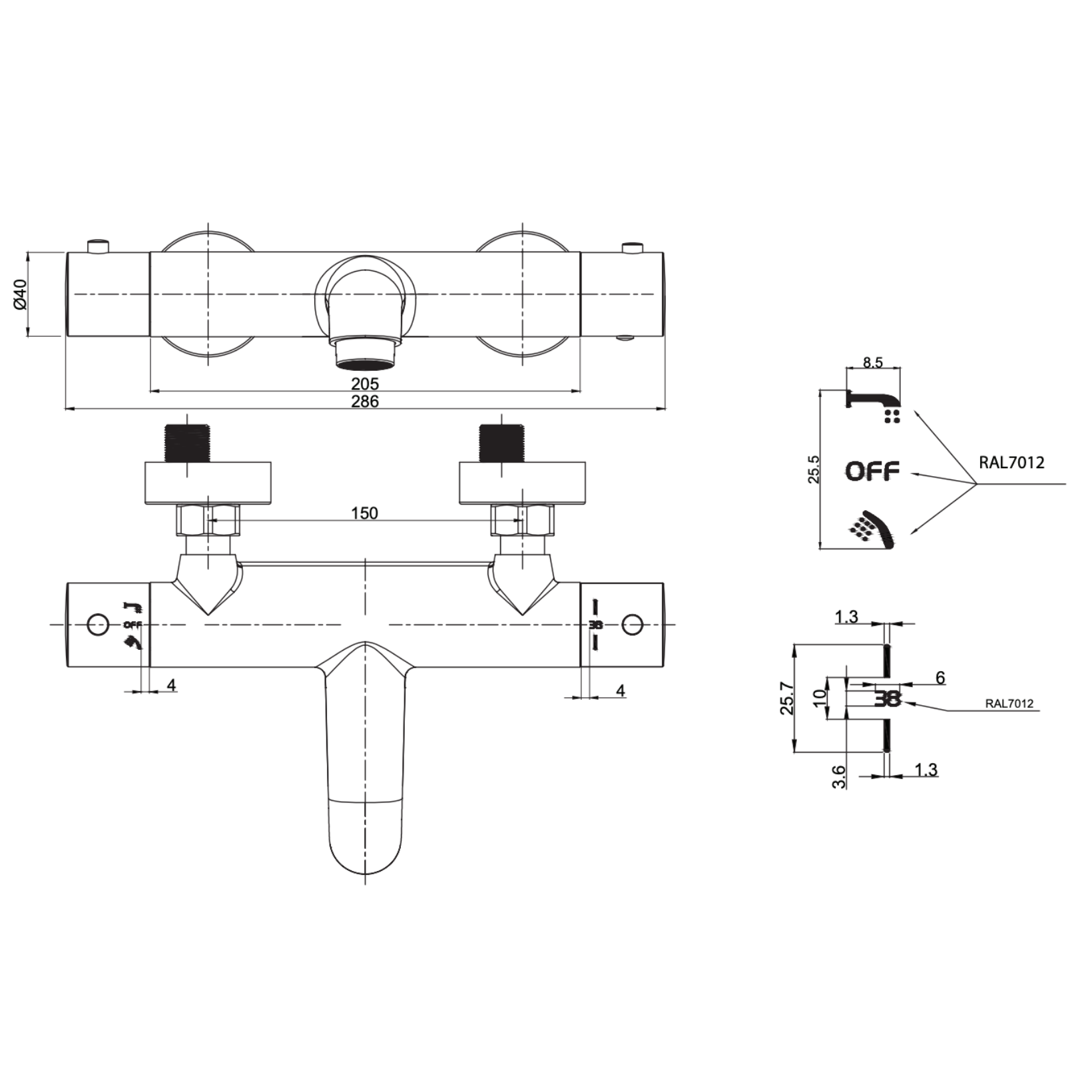 ALONI Pulse douchemengkraan – thermostatisch – Cool Touch