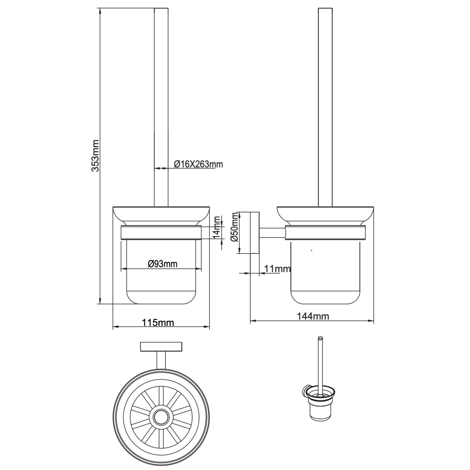 Aloni toiletborstel met houder – glazen pot