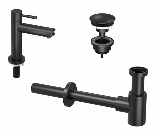 INK Combi 1A fonteinkr. laag met open plug Mat zwart - 9902401