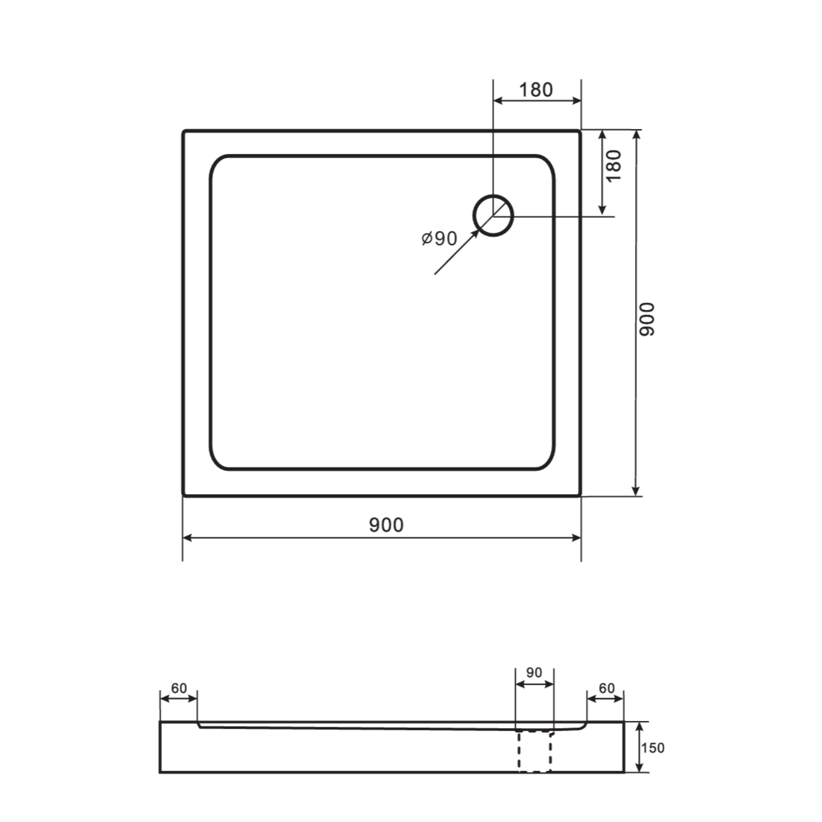ALONI Vierkante Acryl Douchebak