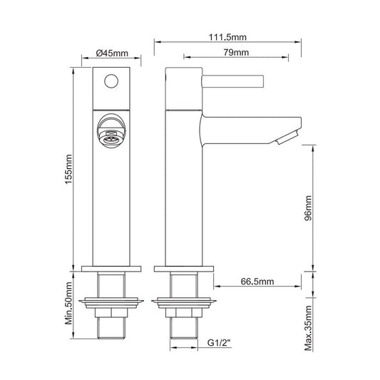 Amador XL Hoge Fonteinkraan Wiesbaden 1/2 Geborsteld Messing