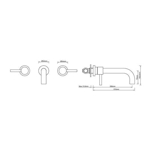 Caral 2-Knop Wastafelkraan Wiesbaden Inbouw (inclusief Inbouwdeel) in Chroom