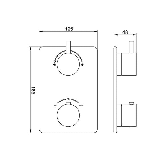 Caral Thermostatische 2-Wege Einbauverkleidung Wiesbaden in gebürstetem Messing Gold