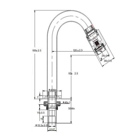 Caral Victoria robinet fontaine 1/2'' acier brossé PVD