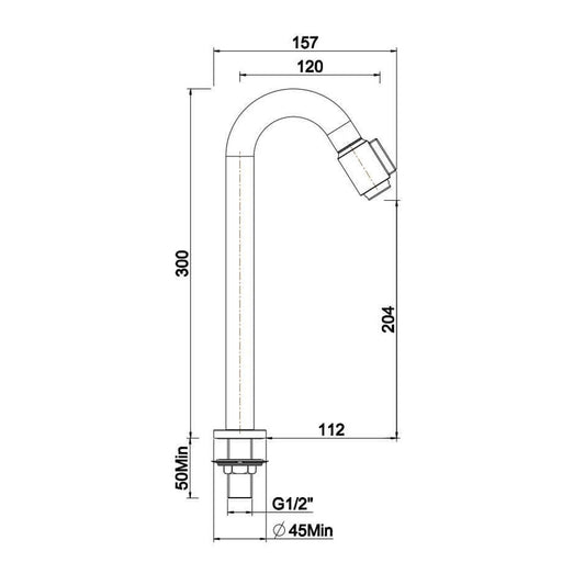 Caral Victoria robinet fontaine XL 1/2'' acier brossé PVD