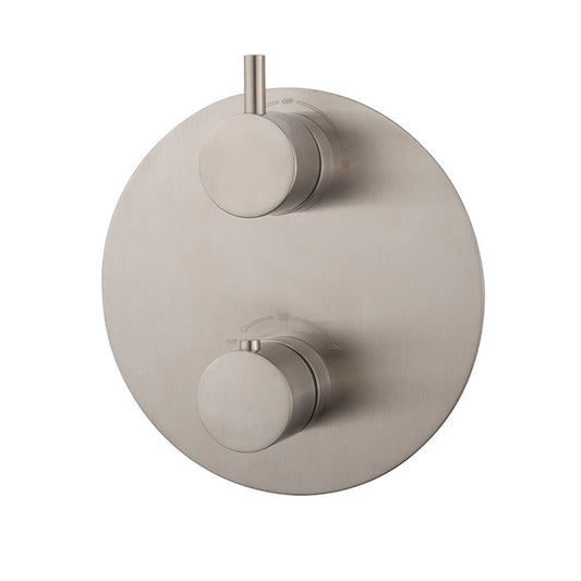 Caral partie de finition ronde thermostat encastré 2 voies acier brossé PVD