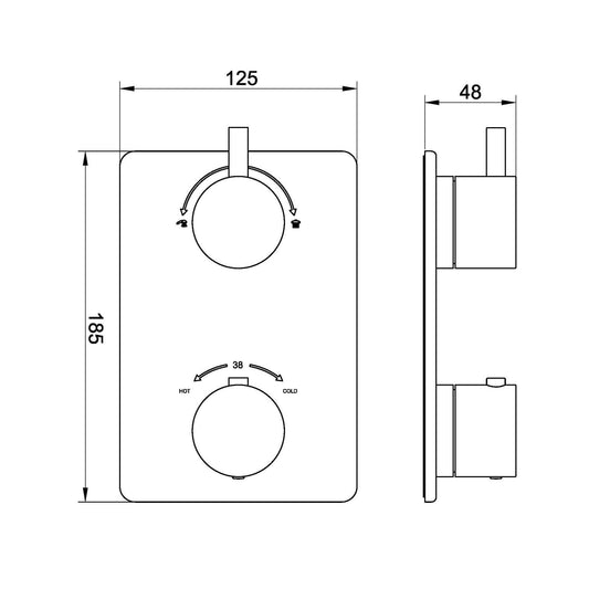 Caral partie de finition thermostat encastré 2 voies laiton brossé PVD