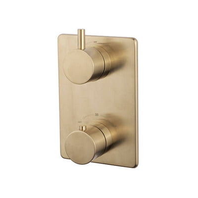 Caral afbouwdeel inbouwthermostaat 2 weg geborsteld messing PVD