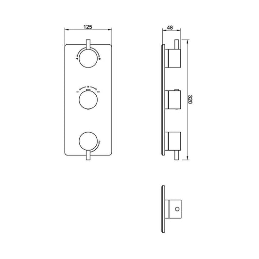 Caral partie de finition thermostat encastré 3 voies laiton brossé PVD