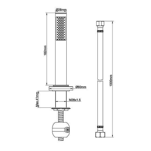 Ensemble de douche à main Caral badrand avec tuyau chrome