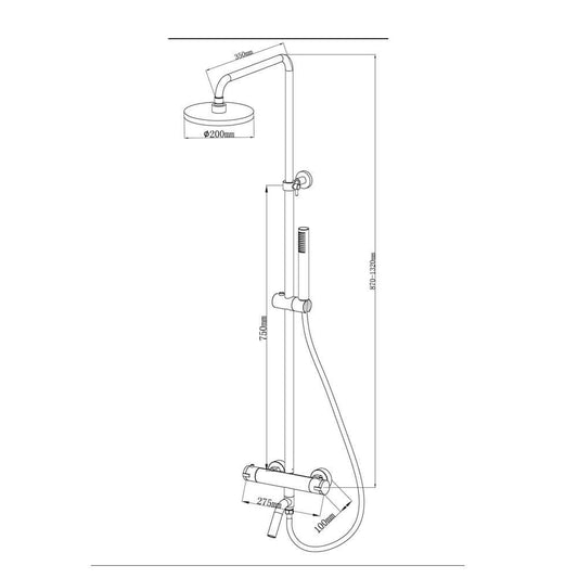 Caralda Eco ensemble de douche de pluie thermostatique apparent chrome