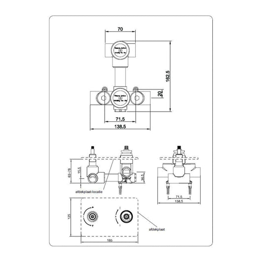 Caral élément encastré thermostat encastré 2 voies