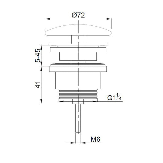 Caral nicht-abdichtbarer 5/4 Festabfall Wiesbaden in gebürstetem Messing Gold