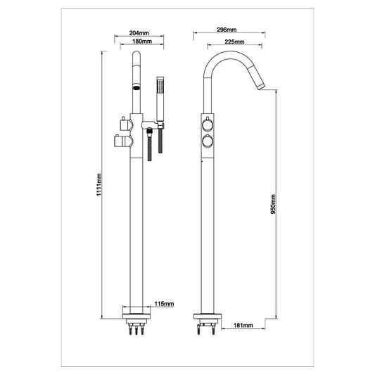 Caral mitigeur thermostatique de baignoire autoportant chrome