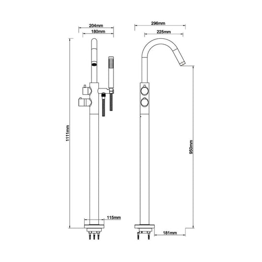 Caral mitigeur thermostatique de baignoire autoportant acier brossé PVD