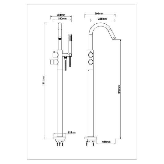 Robinet thermostatique de baignoire autoportant Caral mat noir