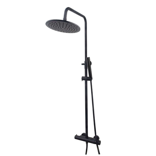 Ensemble de douche de pluie thermostatique Caral en surface noir mat