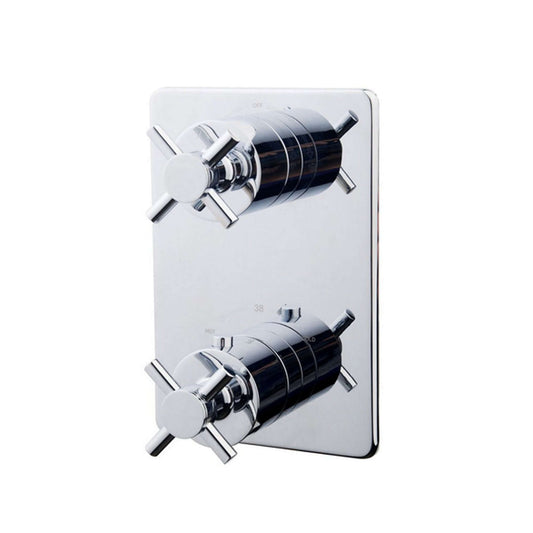 Partie de finition croisée thermostat encastré 2 voies chrome