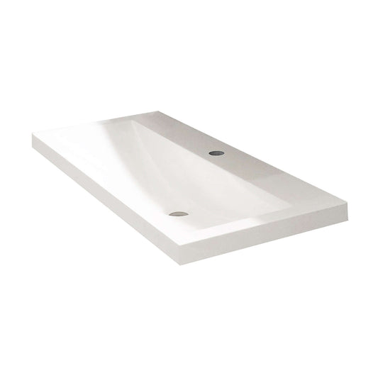 Kunstmarmor-Waschtisch Wiesbaden 100x36x11,5 cm Weiß (Mit Hahnloch)