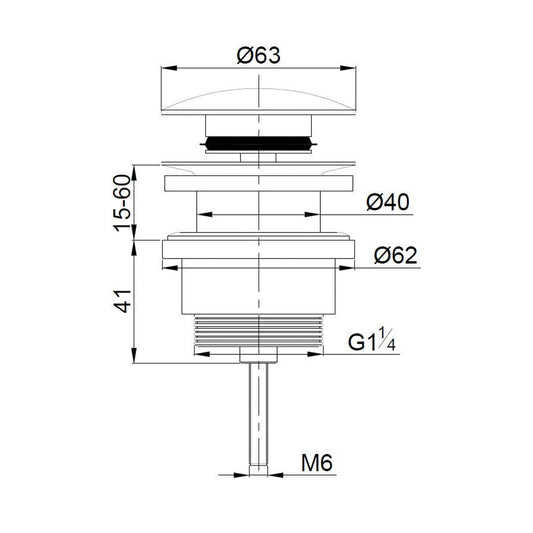Flaches Modell Clickwaste Luxus Wiesbaden 5/4" in gebürstetem bronzekupfer