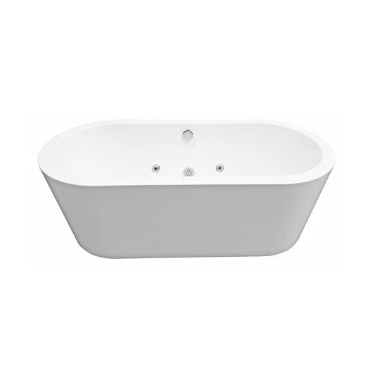 Libero vrijstaand whirlpool ligbad 170x80 cm acryl glans wit met waste chroom