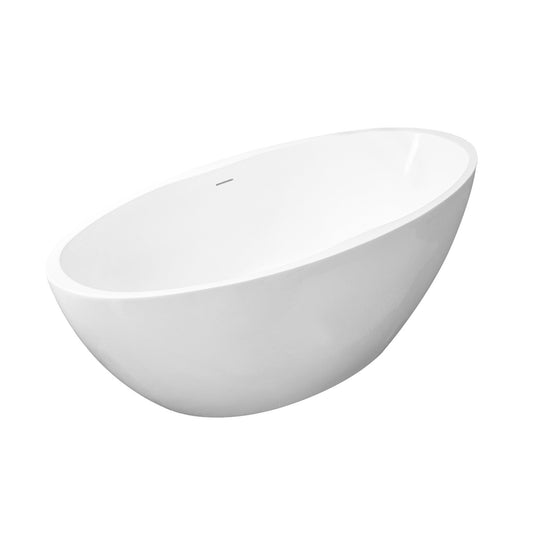Oval vrijstaand ligbad 170 x 78 cm acryl mat wit met waste mat wit