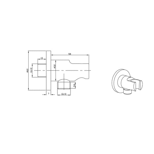 Luxe Handdouchehouder Wiesbaden met 1/2 Inch Aansluiting en Plug-On RVS Look