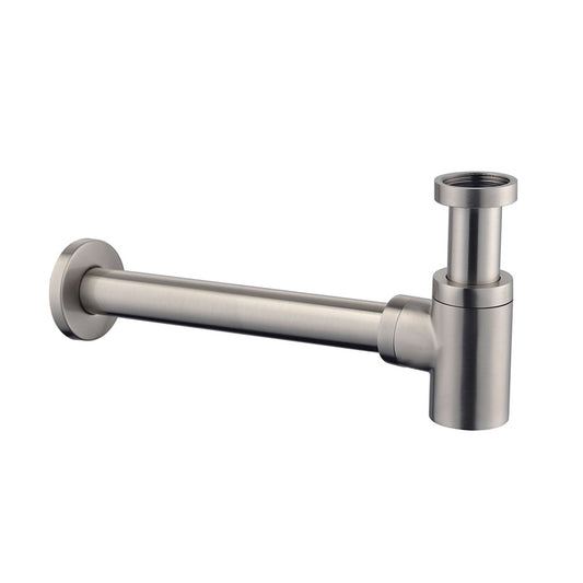 Luxe Bekersifon Kompakt Rund Wiesbaden Inkl. Wandrohr und Rosette Edelstahl/Edelstahl