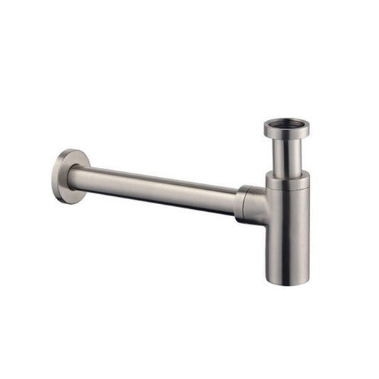 Luxe Bekersifon Wiesbaden mit Wandrohr und Rosette in Inox/Edelstahl