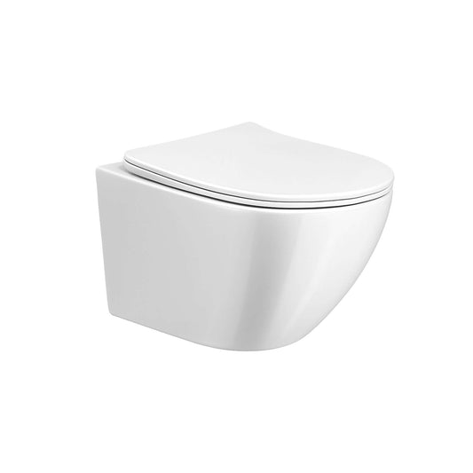 Nibiru rimless wandcloset met toiletzitting softclose en quick release glans wit