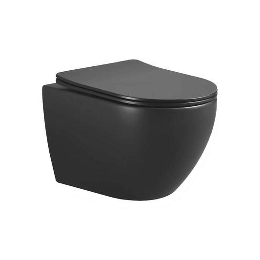 Nibiru rimless wandcloset met toiletzitting softclose en quick release mat zwart