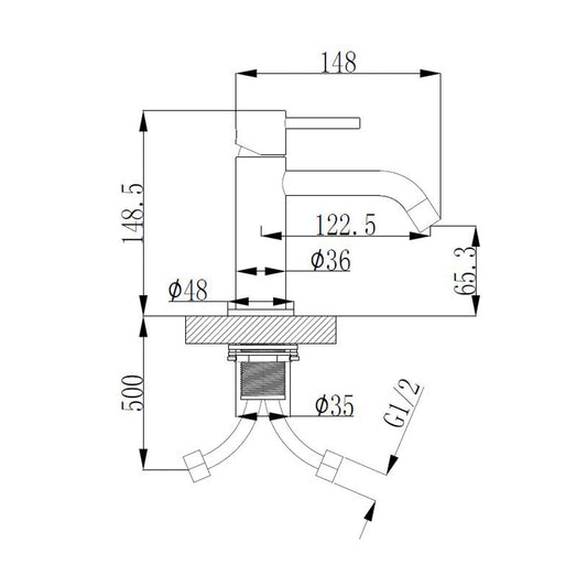 Opbouwwastafelmengkraan Wiesbaden-stijl uitloop 6,5 cm met 1-hendel in chroom