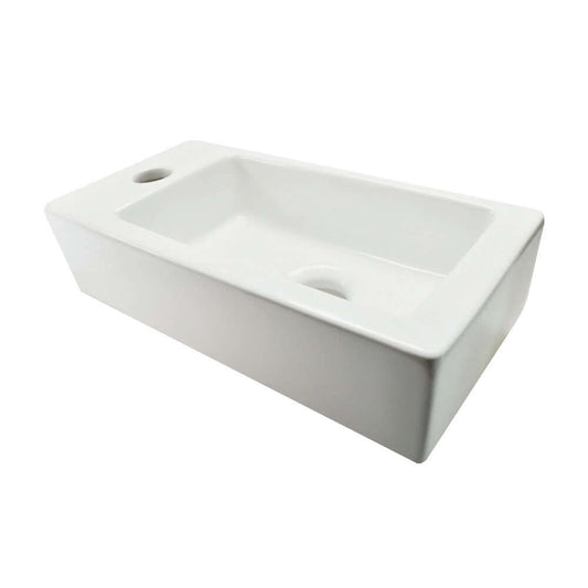 Rhea Mini Rechthoek Fontein 36x18x9 cm Keramiek Wit Wiesbaden (Kraangat Links)