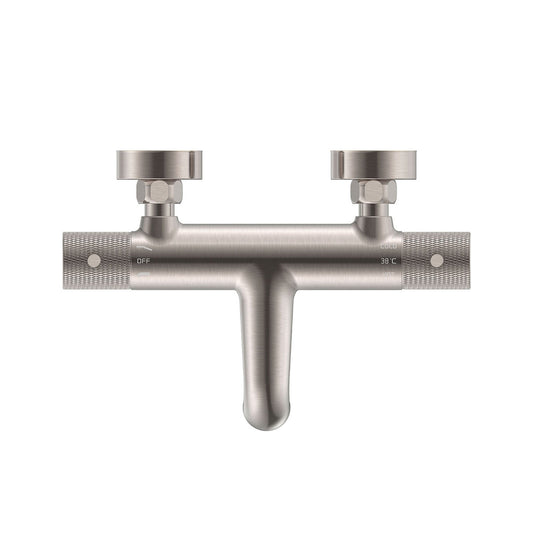 Ribbd Thermostatische Badmengkraan Wiesbaden Middenafstand 15 cm Geborsteld Staal