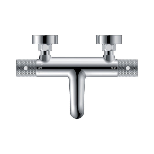 Ribbd Thermostatische Badmengkraan Wiesbaden met Hartafstand 15 Cm in Chroom
