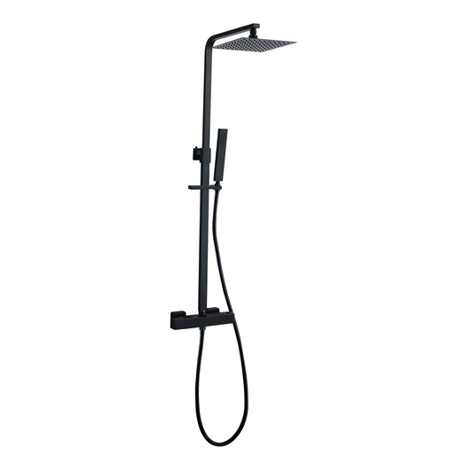 Rombo Eco Twenty Regendouche Wiesbaden met thermostaatkraan 20 cm, opbouw in mat zwart