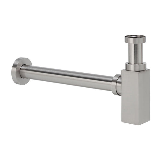 Rombo sifon vierkant 5/4" x 32 mm geborsteld staal