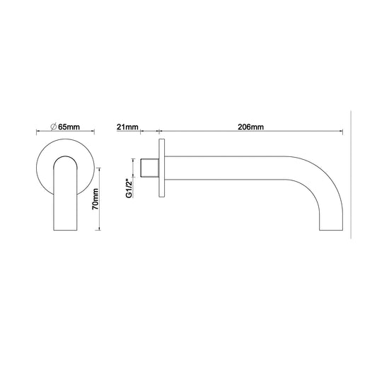 Ronde Inbouwuitloop Wiesbaden 20 Cm, 1/2'' in Gunmetal