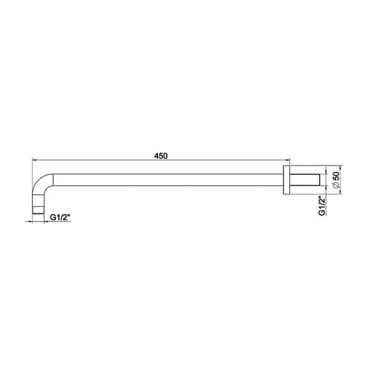 Ronde Wandmontage Douchearm Wiesbaden 45 cm Gunmetal
