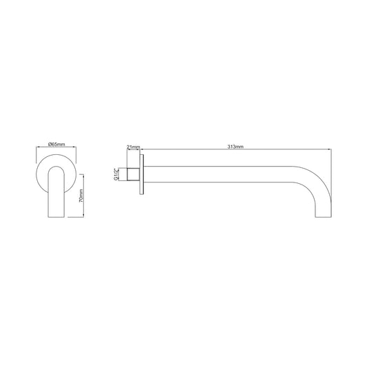 Ronde Uitloop Wastafelkraan Wiesbaden 31,3 cm Mat Zwart