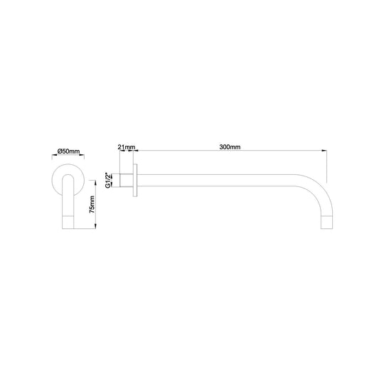 Slanke Uitloop Wiesbaden Rond 30Cm, 18Mm, 1/2'' in Chroom