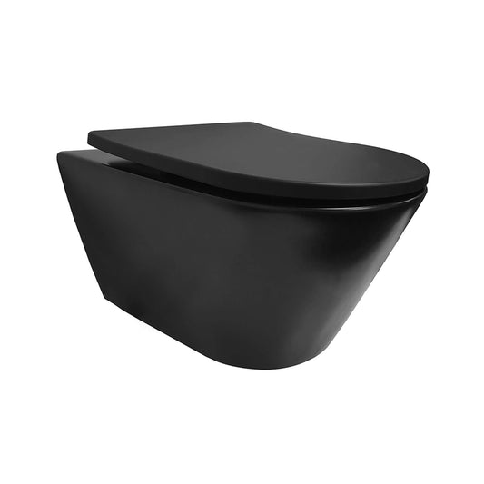Stereo wandcloset rimless met Shade slim toiletzitting softclose en quick release mat zwart