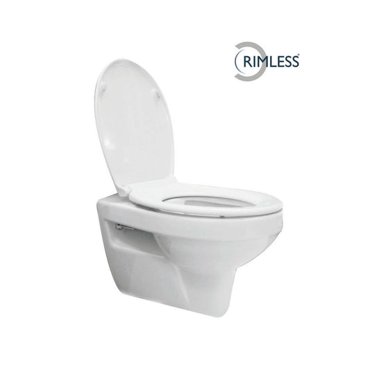 Trevi wandcloset rimless met Ultimo 3.0 toiletzitting softclose en quick release glans wit