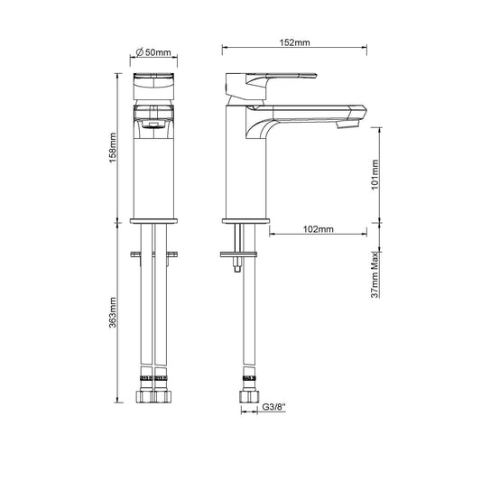 Robinet mélangeur de lavabo Trop Chroom Wiesbaden