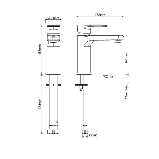 Robinet de lavabo Trop Wiesbaden en noir mat